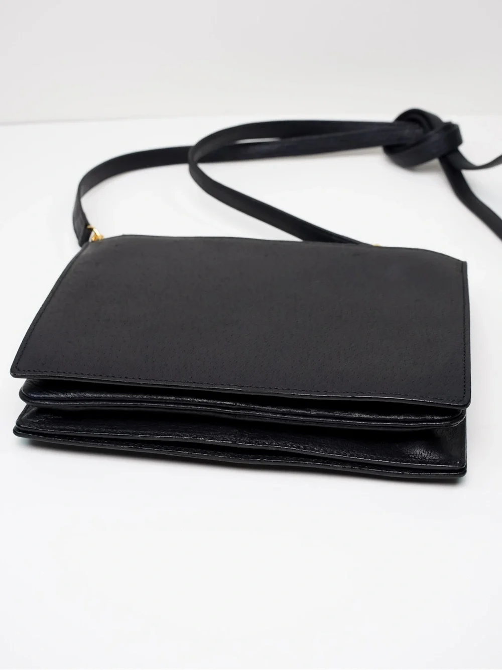 Vintage Valentino Garavani Black Leather Crossbody Bag 90s Quiet Luxury